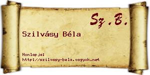 Szilvásy Béla névjegykártya